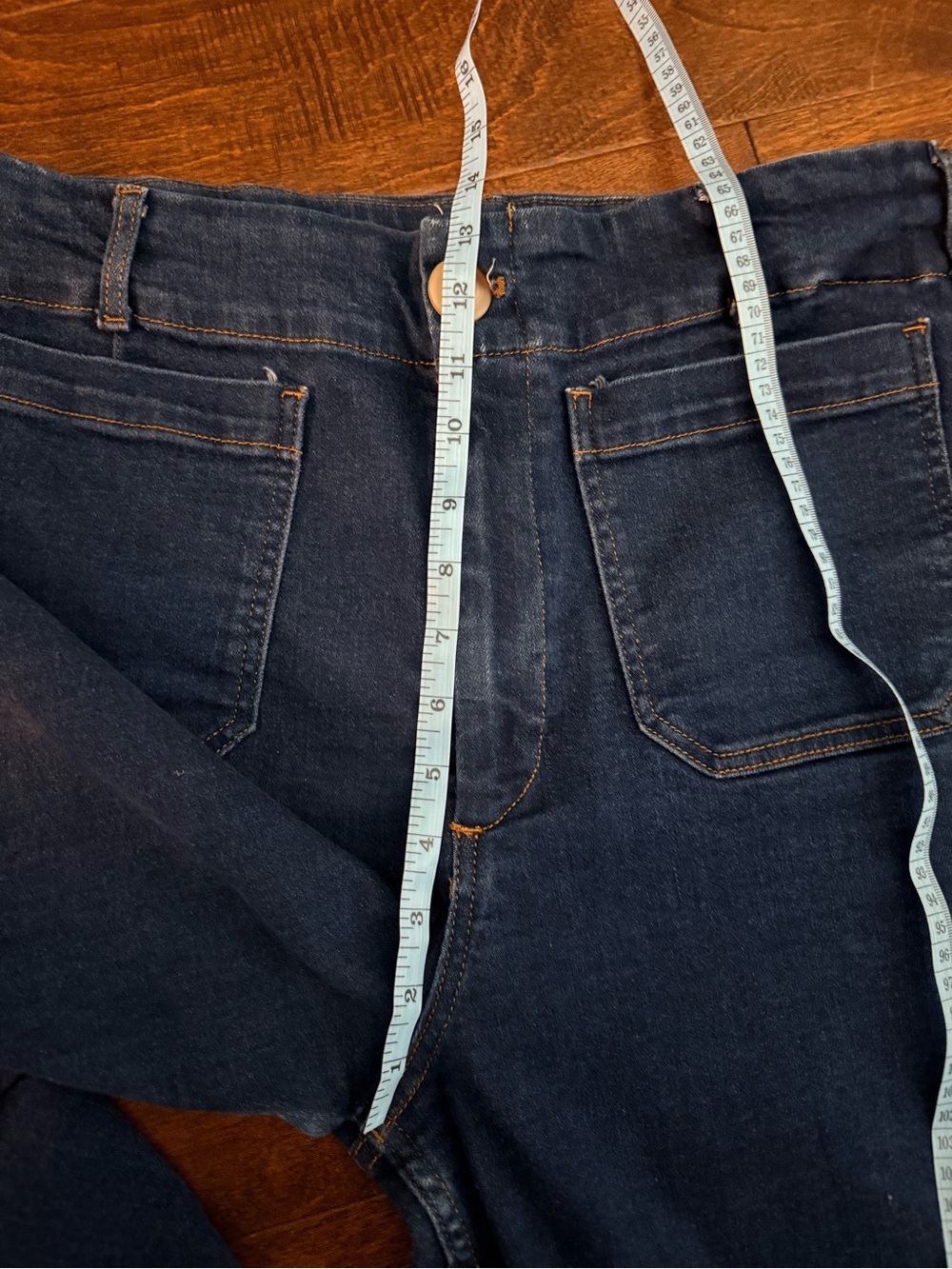 Maeve Anthropologie The Colette Wide Leg Jeans Dark Wash Full Length Size 32 - Picture 6 of 10